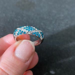 Gorgeous S925 blue aquarium and CZ diamonds band